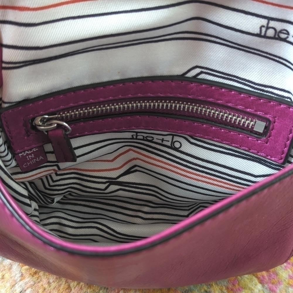 She + Lo Unchartered Leather Mini Crossbody Saddle Bag Plum Purple - Picture 12 of 16